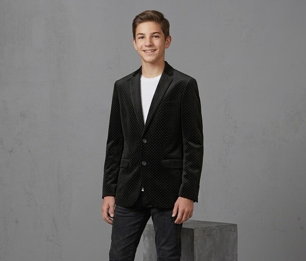 Boys 16 Ralph Lauren polka dot Black Velvet Blazer